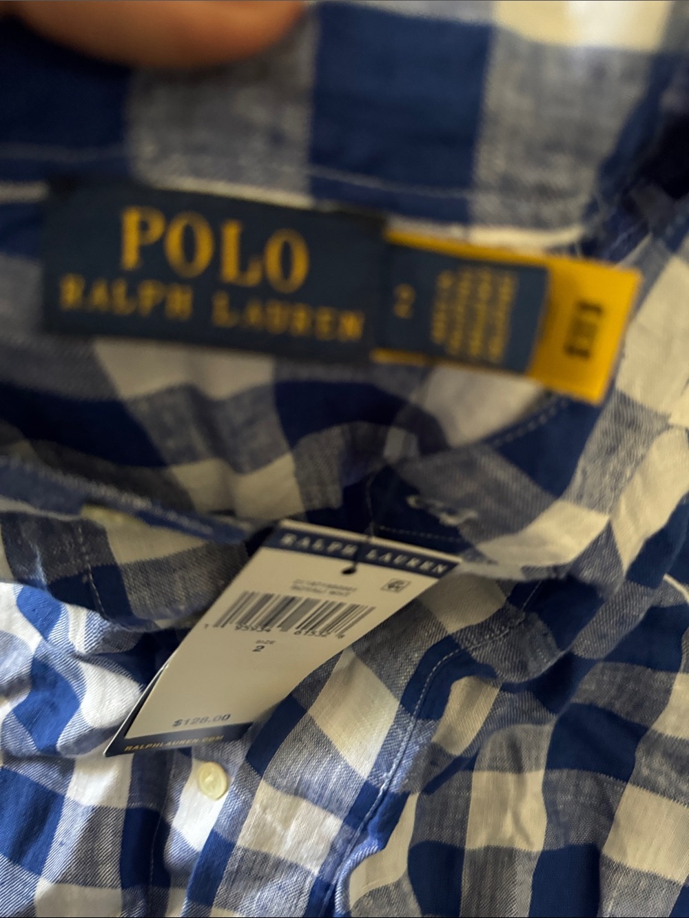 Ralph Lauren Blue and White Gingham Shirt - Picture 3 of 3